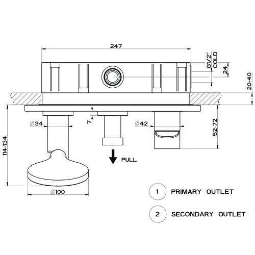 Immagine di Gessi VIA BAGUTTA miscelatore doccia a parete 2 uscite,con deviatore, presa acqua, supporto, flessibile 150 cm e doccetta anticalcare, finitura cromo 44924#031