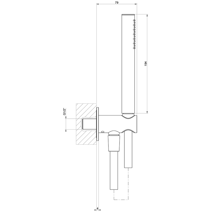 Gessi 54023#239 316 SHOWER set doccia con presa acqua, doccetta anticalcare  e flessibile 150 cm, finitura steel brushed