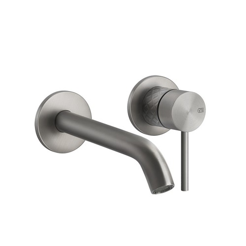 Immagine di Gessi 316 INTRECCIO miscelatore lavabo a parete P.21 cm, senza scarico, finitura warm bronze brushed PVD 54186#726