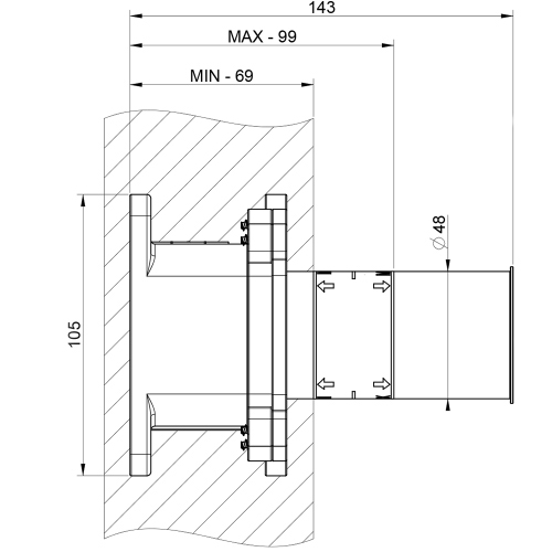 Immagine di Gessi Parte incasso per miscelatore con bocca, finitura steel brushed 54198#239
