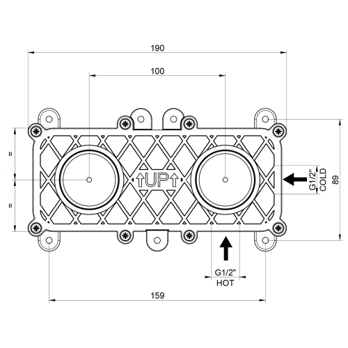 Immagine di Gessi Parte incasso per miscelatore con bocca, finitura steel brushed 54198#239