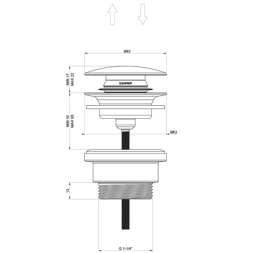 Immagine di Gessi 316 piletta "Stop&Go" per lavabo, finitura copper brushed PVD 54599#708