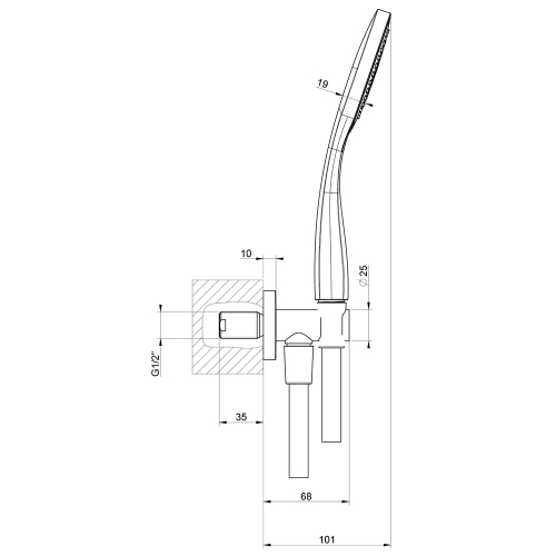 Immagine di Gessi EMPORIO SHOWER set doccia con presa acqua, doccetta anticalcare e flessibile 150 cm, finitura cromo 38723#031