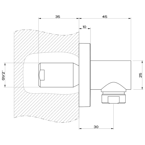 Immagine di Gessi EMPORIO SHOWER presa acqua, colore nero finitura opaco 38769#299