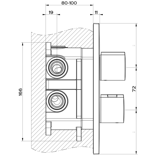 Immagine di Gessi EMPORIO SHOWER miscelatore termostatico a 3 uscite, senza corpo incasso, finitura cromo 38796#031