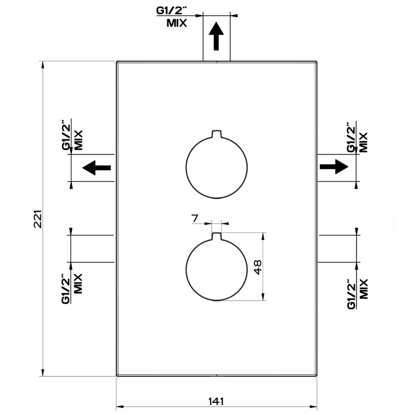 Immagine di Gessi EMPORIO SHOWER miscelatore termostatico a 3 uscite, senza corpo incasso, finitura cromo 38796#031