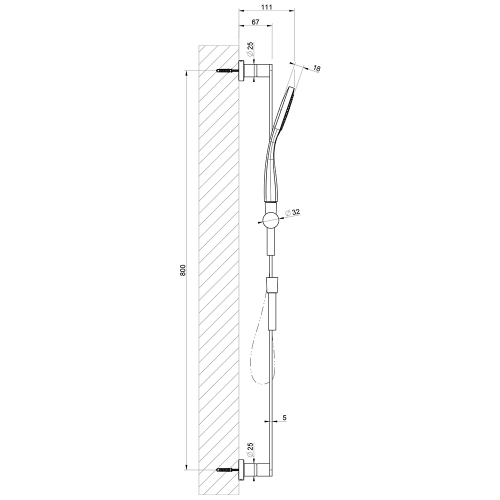 Immagine di Gessi EMPORIO SHOWER asta saliscendi con doccetta anticalcare monogetto e flessibile 150 cm, finitura cromo 47242#031