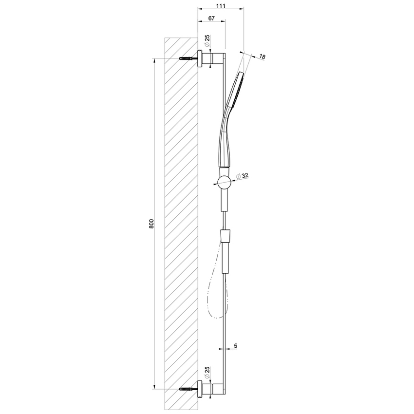 Immagine di Gessi EMPORIO SHOWER asta saliscendi con doccetta anticalcare monogetto e flessibile 150 cm, finitura cromo 47242#031