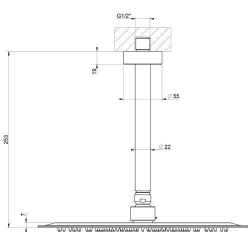 Immagine di Gessi EMPORIO SHOWER soffione anticalcare per doccia, a soffitto, orientabile, finitura mirror steel 47259#238