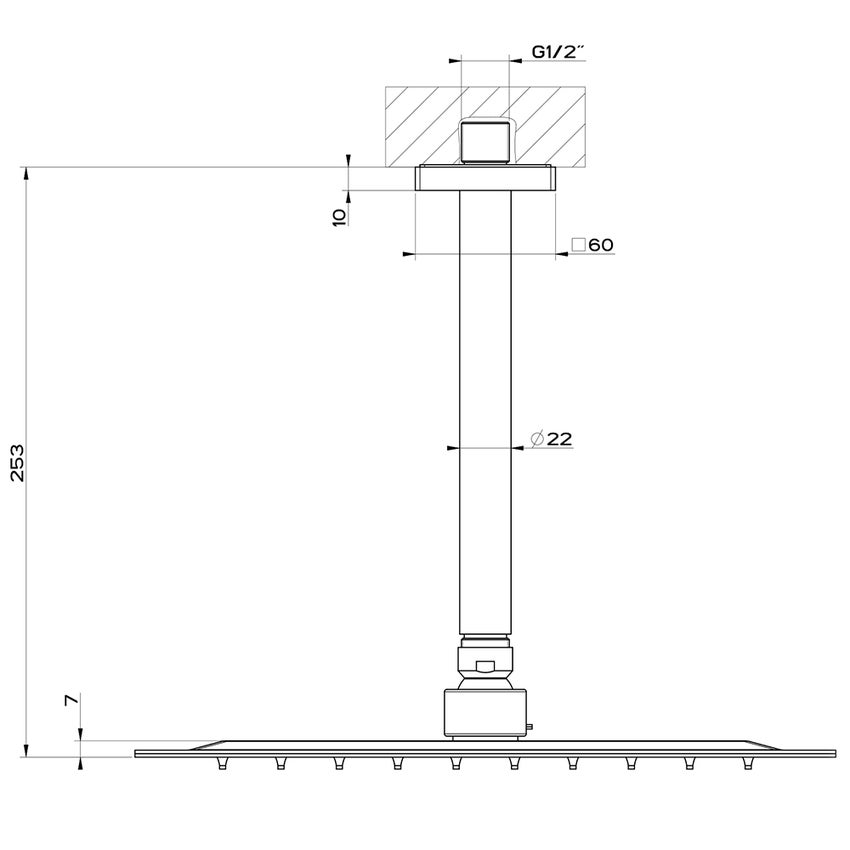 Immagine di Gessi EMPORIO SHOWER soffione anticalcare per doccia, a soffitto, orientabile, finitura mirror steel 47262#238
