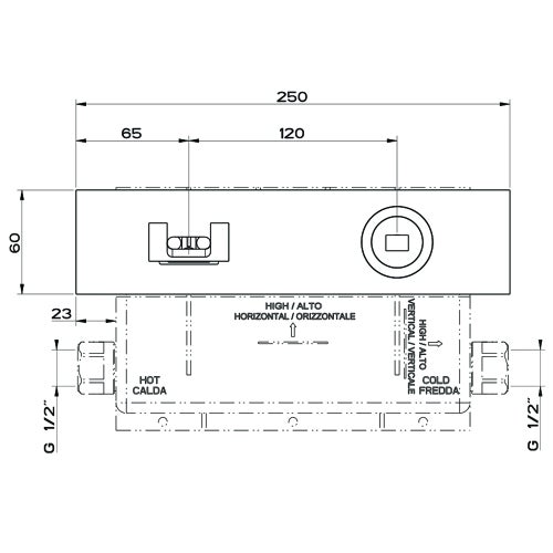 Immagine di Gessi RETTANGOLO CASCATA miscelatore joystick a parete, con bocca L.13,5 cm, senza scarico, finitura cromo 30988#031
