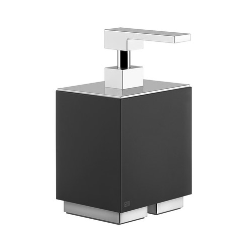 Immagine di Gessi ACCESSORIES porta dispenser d'appoggio con bicchiere nero, finitura cromo 20838#031