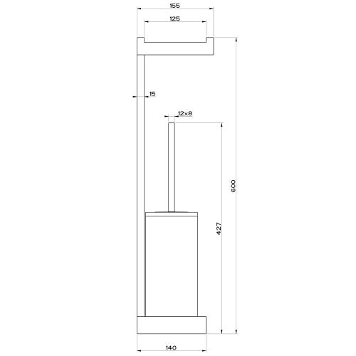 Immagine di Gessi RETTANGOLO ACCESSORI colonna a parete con portarotolo e porta scopino bianco, finitura cromo 20867#031