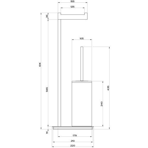 Immagine di Gessi RETTANGOLO ACCESSORI piantana da terra con porta rotolo e porta scopino bianco, finitura cromo 20933#031