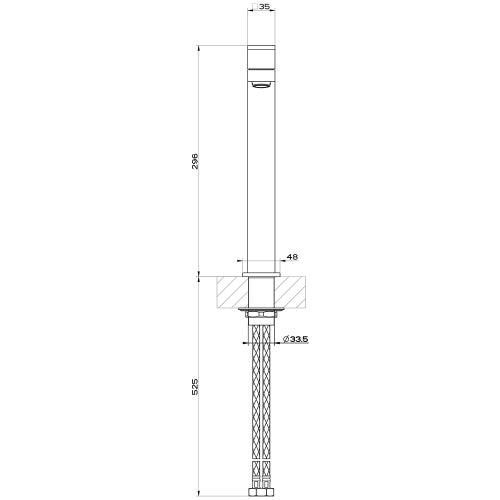 Immagine di Gessi RETTANGOLO miscelatore lavabo H.30 cm, senza scarico, con flessibili di collegamento, finitura finox 11922#149