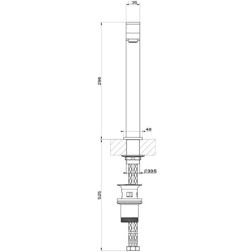 Immagine di Gessi RETTANGOLO miscelatore lavabo H.30 cm, con scarico e flessibili di collegamento, finitura black metal PVD 11923#706