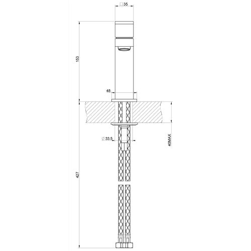 Immagine di Gessi RETTANGOLO miscelatore lavabo H.15 cm, senza scarico, con flessibili di collegamento, finitura finox 20002#149