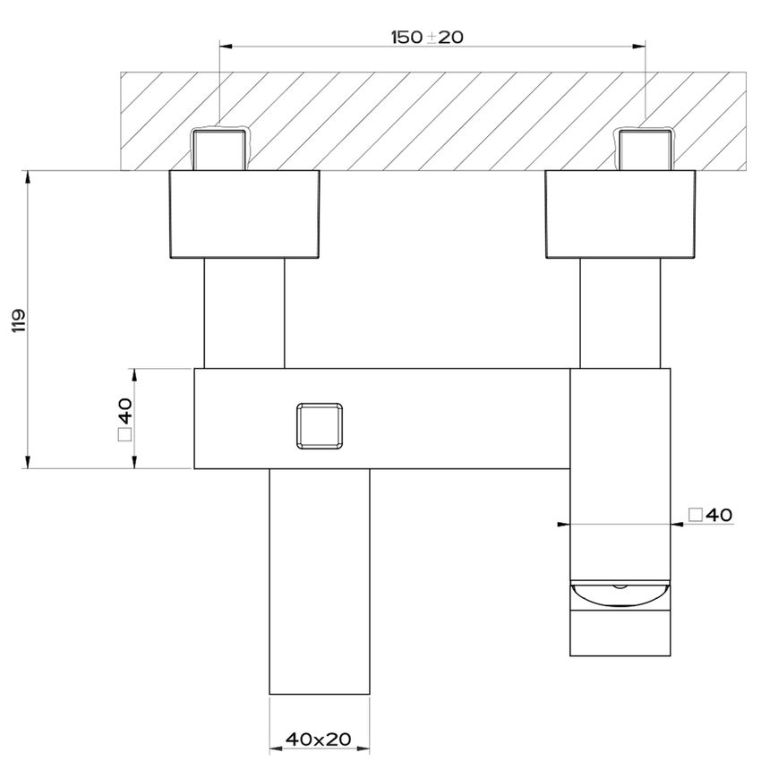 Immagine di Gessi RETTANGOLO miscelatore esterno vasca con deviatore automatico bagno/doccia, finitura cromo 20013#031