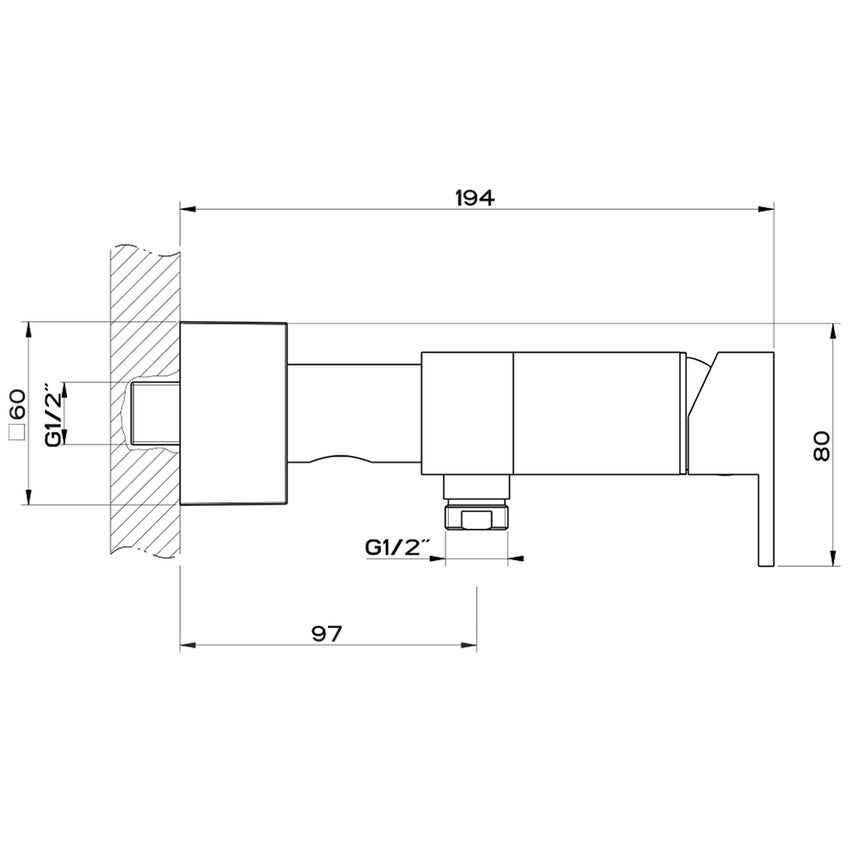 Immagine di Gessi RETTANGOLO miscelatore esterno doccia, finitura black metal PVD 20031#706