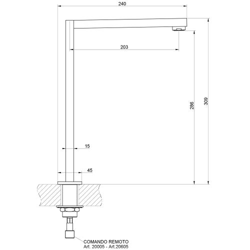 Immagine di Gessi RETTANGOLO bocca da banco H.31 cm, finitura black metal PVD 20091#706
