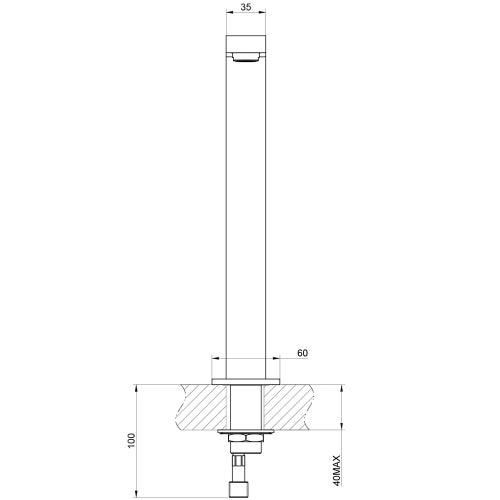 Immagine di Gessi RETTANGOLO bocca da banco H.31 cm, finitura black metal PVD 20091#706