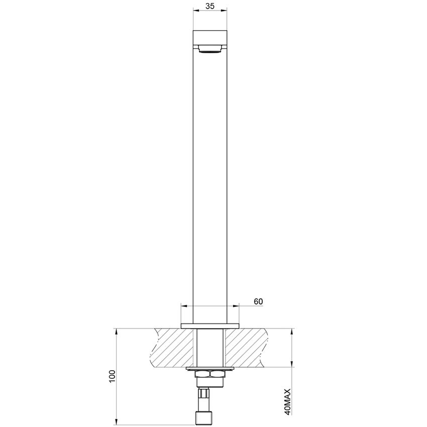Immagine di Gessi RETTANGOLO bocca da banco H.31 cm, finitura black metal PVD 20091#706