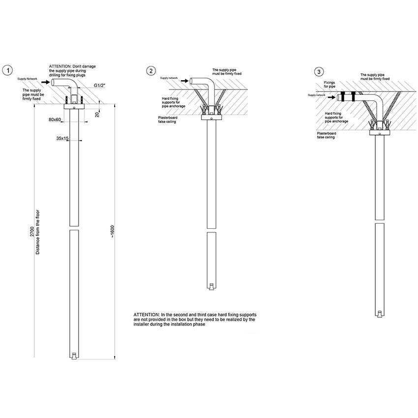 Immagine di Gessi RETTANGOLO bocca a soffitto, finitura cromo 20099#031