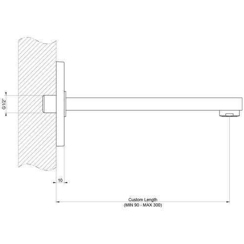 Immagine di Gessi RETTANGOLO bocca a parete bocca lunghezza personalizzabile, finitura cromo 20118#031