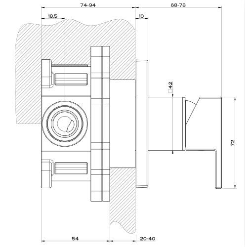 Immagine di Gessi RETTANGOLO miscelatore a parete 1 uscita, finitura rame PVD 20119#030