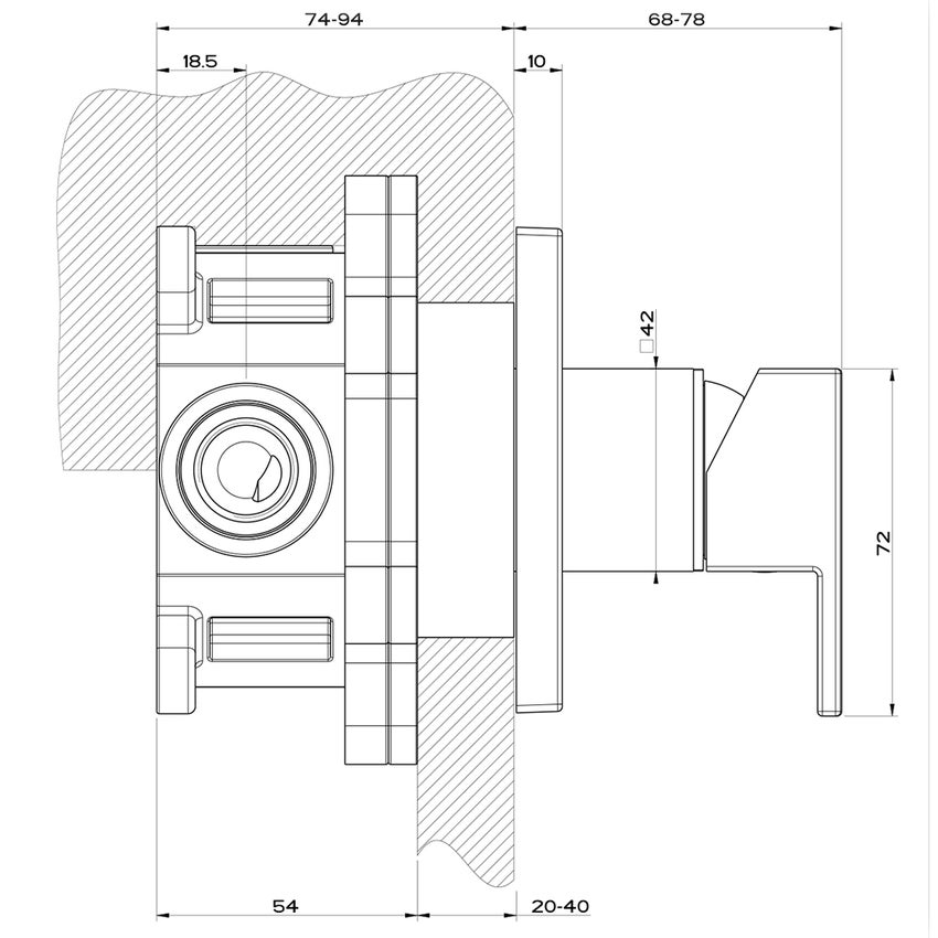 Immagine di Gessi RETTANGOLO miscelatore a parete 1 uscita, finitura rame PVD 20119#030