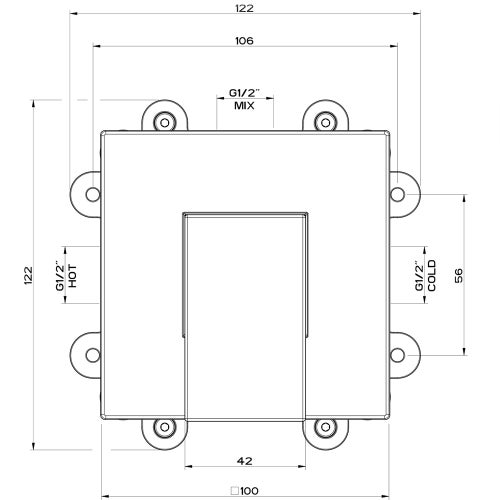 Immagine di Gessi RETTANGOLO miscelatore a parete 1 uscita, finitura rame PVD 20119#030