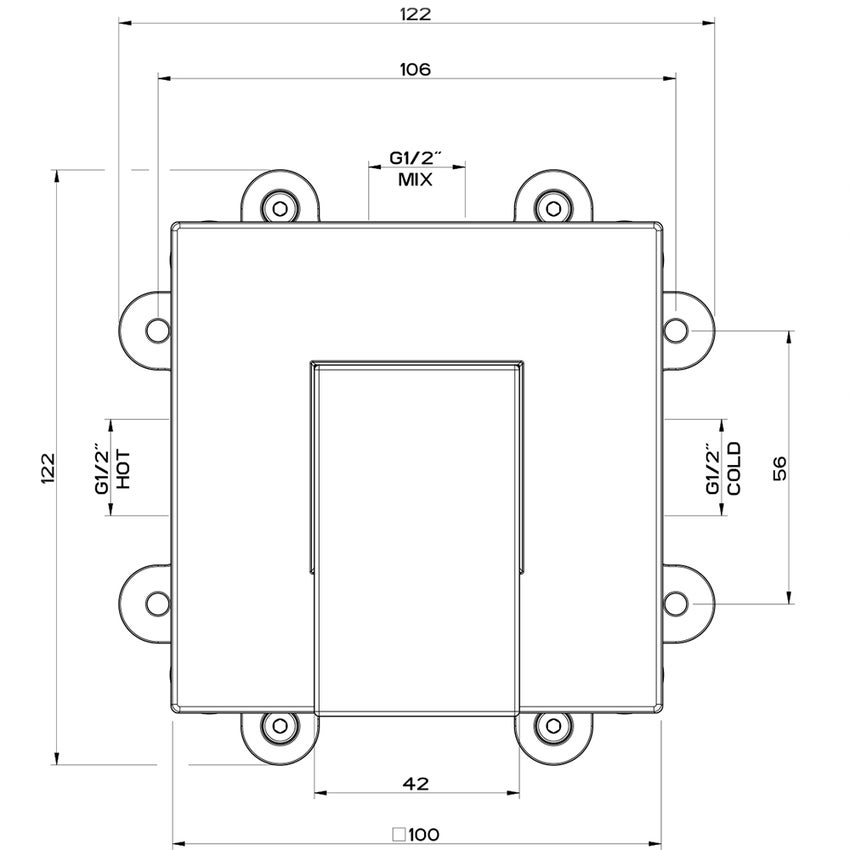 Immagine di Gessi RETTANGOLO miscelatore a parete 1 uscita, finitura rame PVD 20119#030
