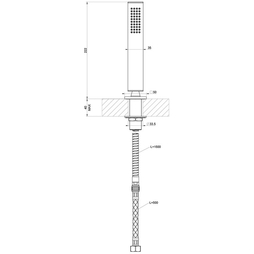 Immagine di Gessi RETTANGOLO cono porta doccetta con doccetta anticalcare e flessibile 150 cm, finitura cromo 20127#031