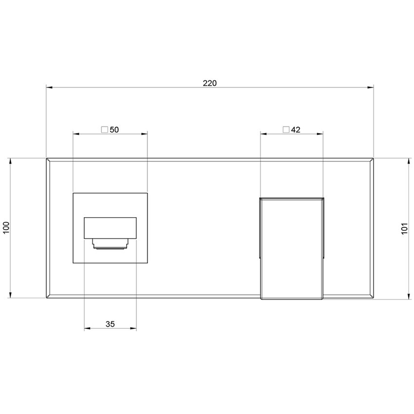 Immagine di Gessi RETTANGOLO miscelatore a parete, bocca lunghezza personalizzabile, senza scarico, finitura cromo 44834#031