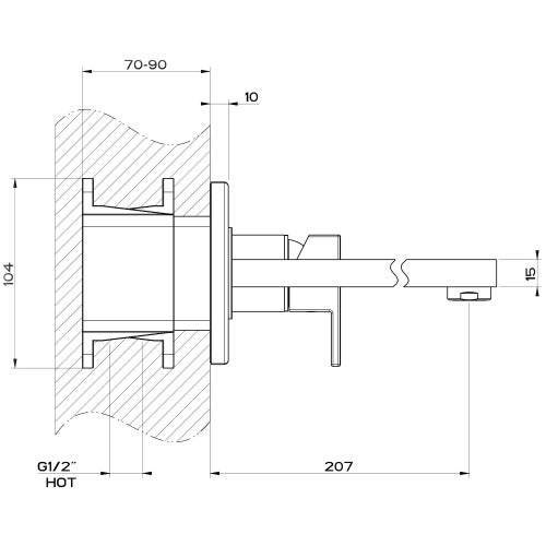 Immagine di Gessi RETTANGOLO miscelatore a parete P.22 cm, senza scarico, finitura cromo 44836#031