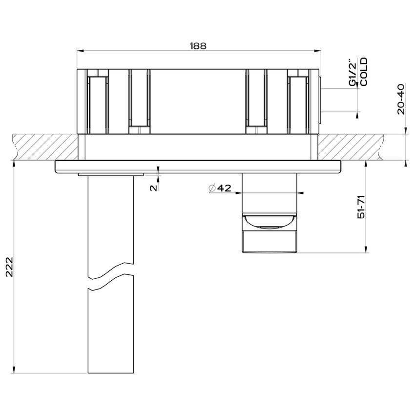 Immagine di Gessi RETTANGOLO miscelatore a parete P.22 cm, senza scarico, finitura cromo 44836#031