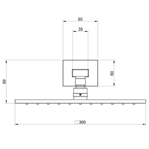 Immagine di Gessi SHOWER soffione quadrato 30cm anticalcare a parete orientabile, colore nero finitura opaco 15185#299