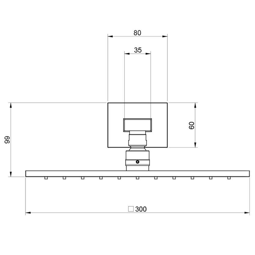 Immagine di Gessi SHOWER soffione quadrato 30cm anticalcare a parete orientabile, colore nero finitura opaco 15185#299