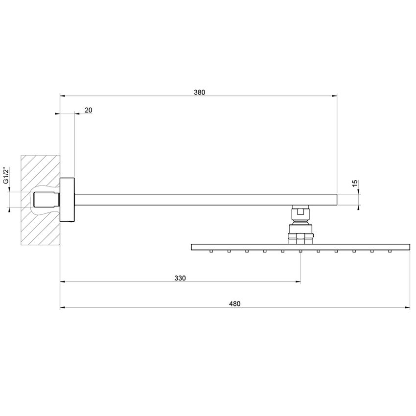 Gessi 31255#149 MIMI soffione doccia con braccio da soffitto altezza 270 mm  snodato con attacco da 1/2 e anticalcare finitura finox