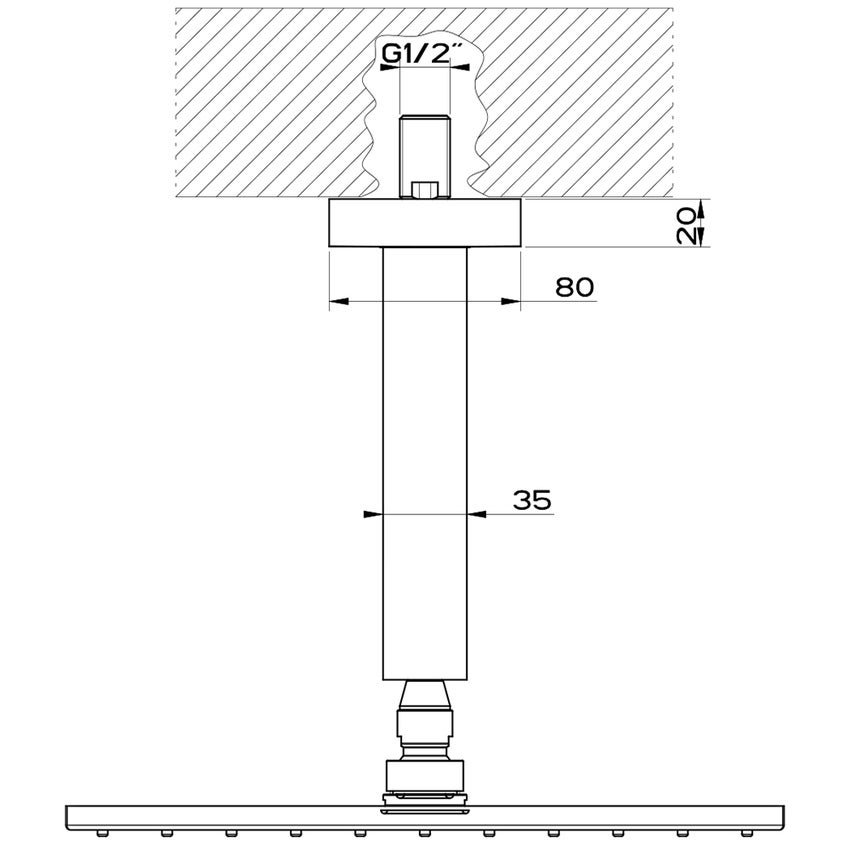 Immagine di Gessi RETTANGOLO SHOWER soffione anticalcare a soffitto orientabile, finitura cromo 15186#031
