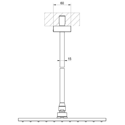 Immagine di Gessi RETTANGOLO SHOWER soffione anticalcare a soffitto, braccio altezza personalizzabile, finitura black metal PVD 15199#706