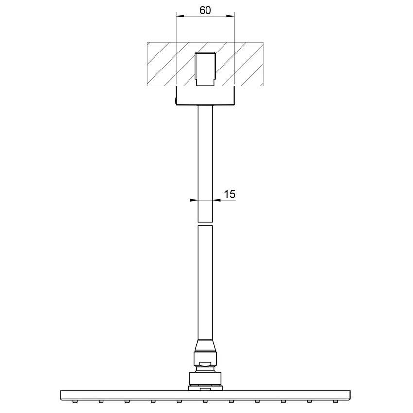 Immagine di Gessi RETTANGOLO SHOWER soffione anticalcare a soffitto, braccio altezza personalizzabile, finitura black metal PVD 15199#706