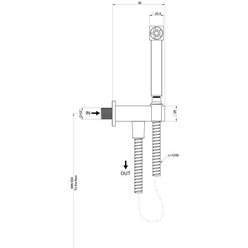 Immagine di Gessi RETTANGOLO SHOWER doccetta shut-off a parete, L.9.5 cm, finitura cromo 20021#031