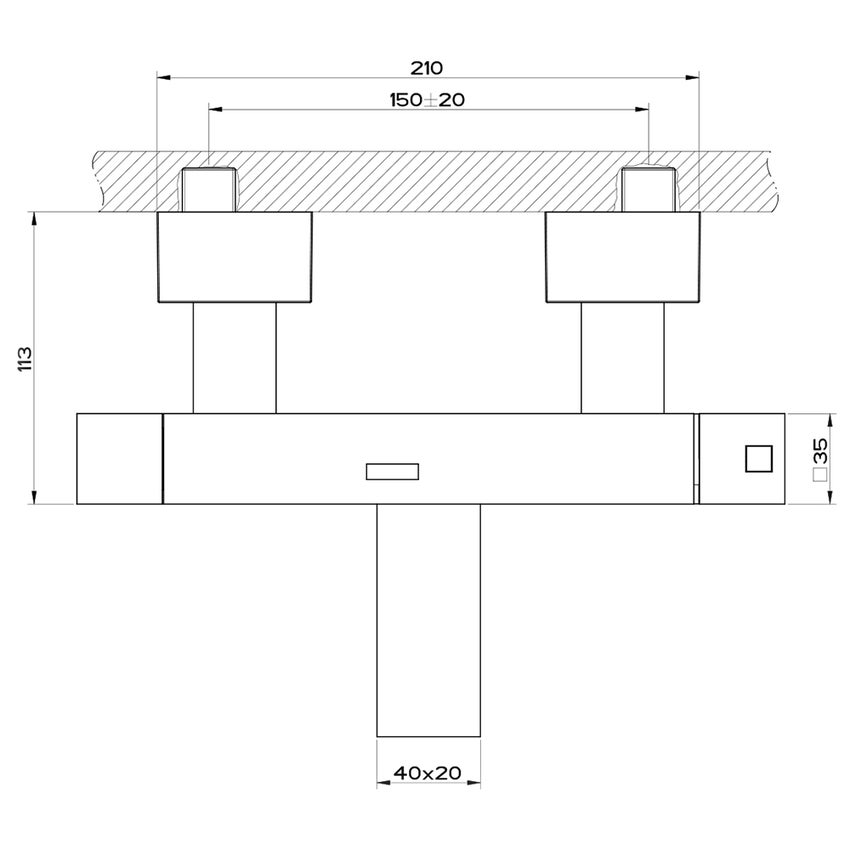 Immagine di Gessi RETTANGOLO SHOWER miscelatore termostatico esterno vasca, con deviatore automatico bagno/doccia, finitura finox 20111#149