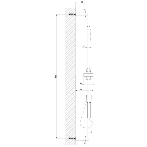 Immagine di Gessi RETTANGOLO SHOWER asta saliscendi con doccetta anticalcare e flessibile 150 cm, colore nero finitura opaco 20145#299