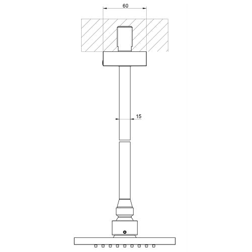 Immagine di Gessi RETTANGOLO SHOWER soffione anticalcare a soffitto, braccio altezza personalizzabile, finitura black metal brushed PVD 20150#707