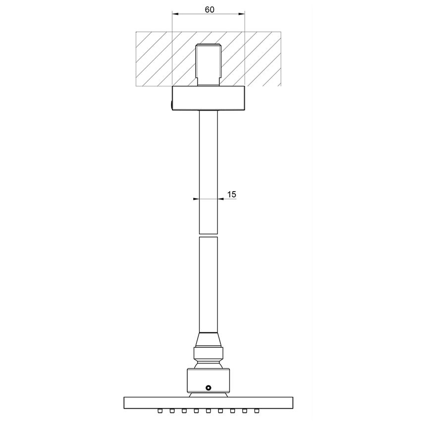 Immagine di Gessi RETTANGOLO SHOWER soffione anticalcare a soffitto, braccio altezza personalizzabile, finitura black metal brushed PVD 20150#707