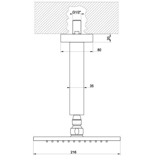 Immagine di Gessi RETTANGOLO SHOWER soffione anticalcare a soffitto orientabile, finitura cromo 20151#031