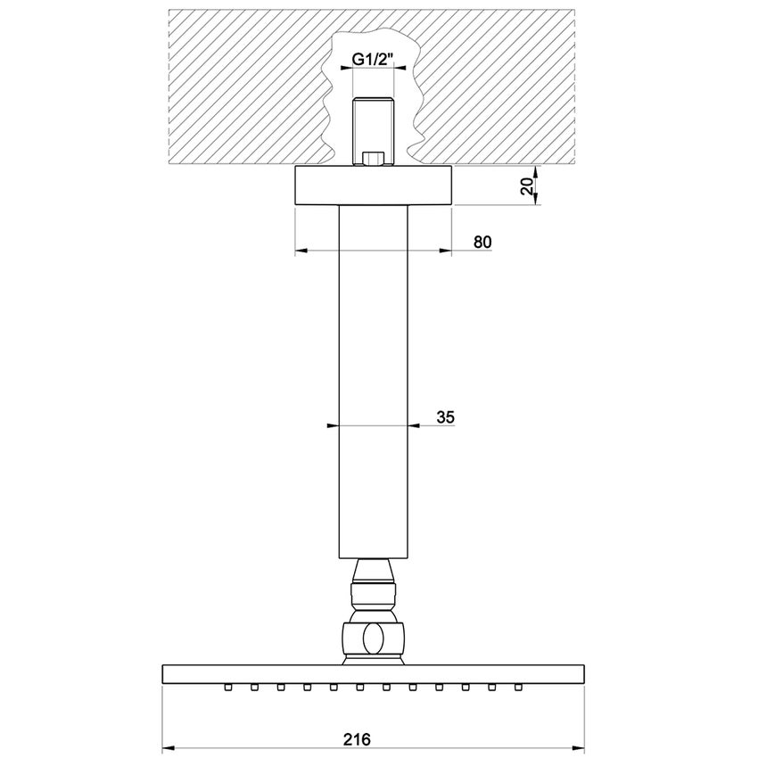 Immagine di Gessi RETTANGOLO SHOWER soffione anticalcare a soffitto orientabile, finitura cromo 20151#031