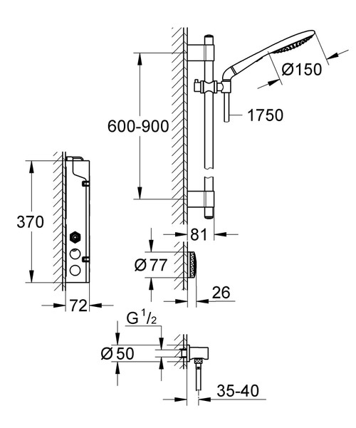 Immagine di Grohe Rainshower® Solo F-digital Set asta doccia finitura cromo 36298000